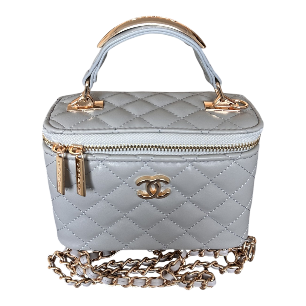 Chanel Vanity – Matlasată, Alb/Gri – fotografia 1