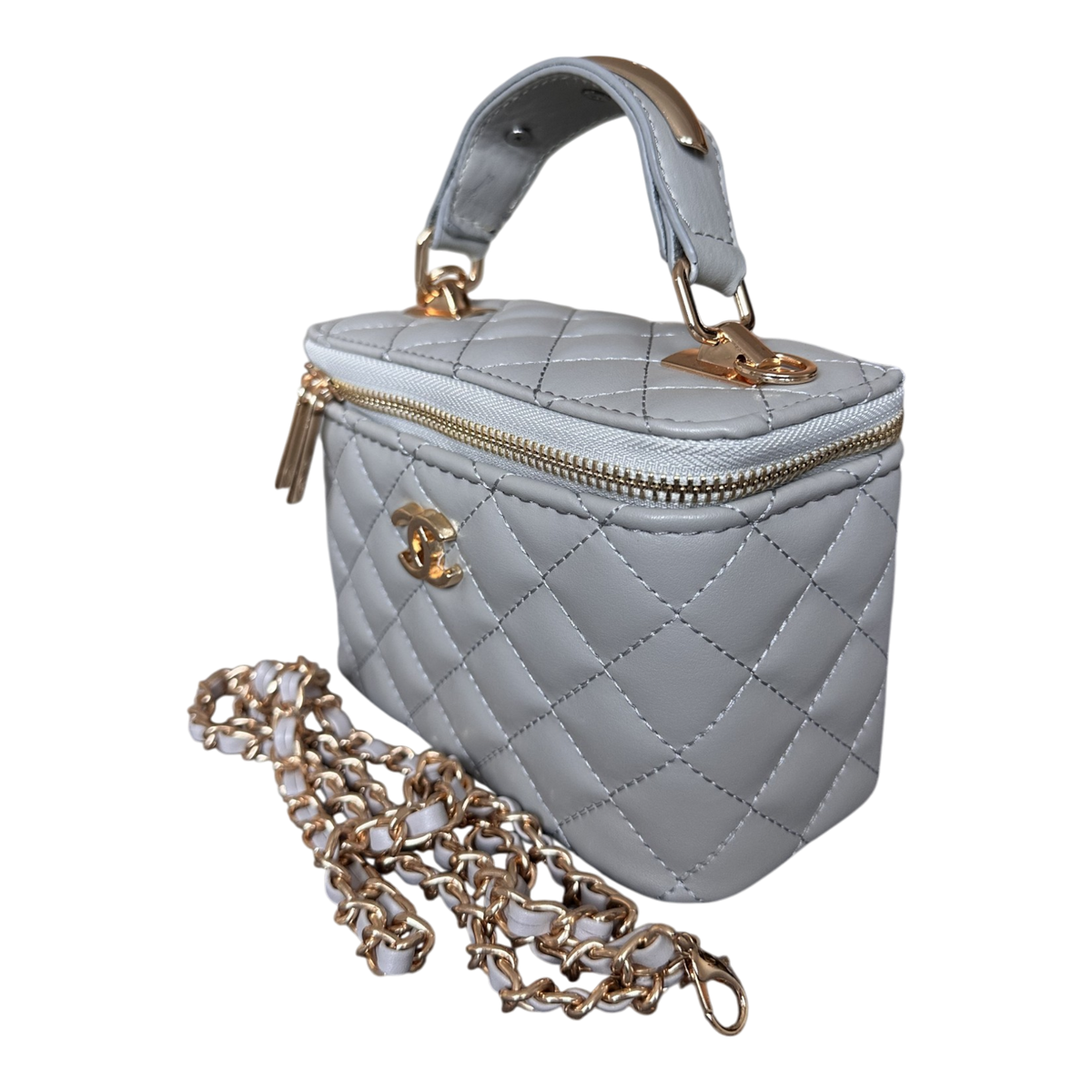 Chanel Vanity – Matlasată, Alb/Gri – fotografia 2