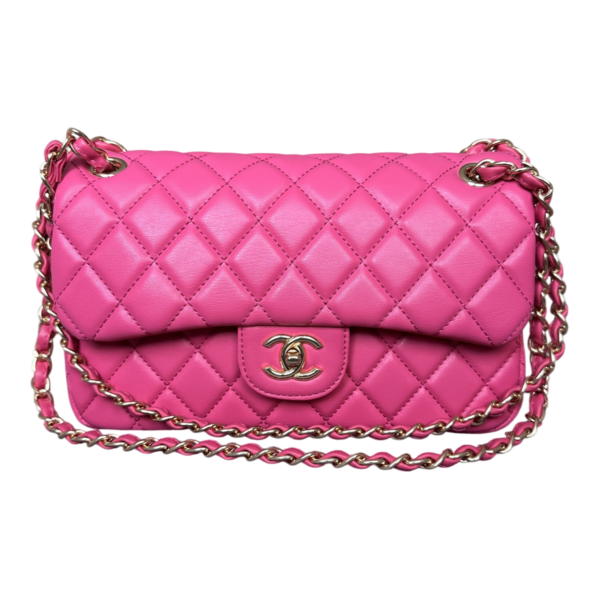 Chanel Matlasată – Roz Fuchsia, Auriu & Argintiu – fotografia 1