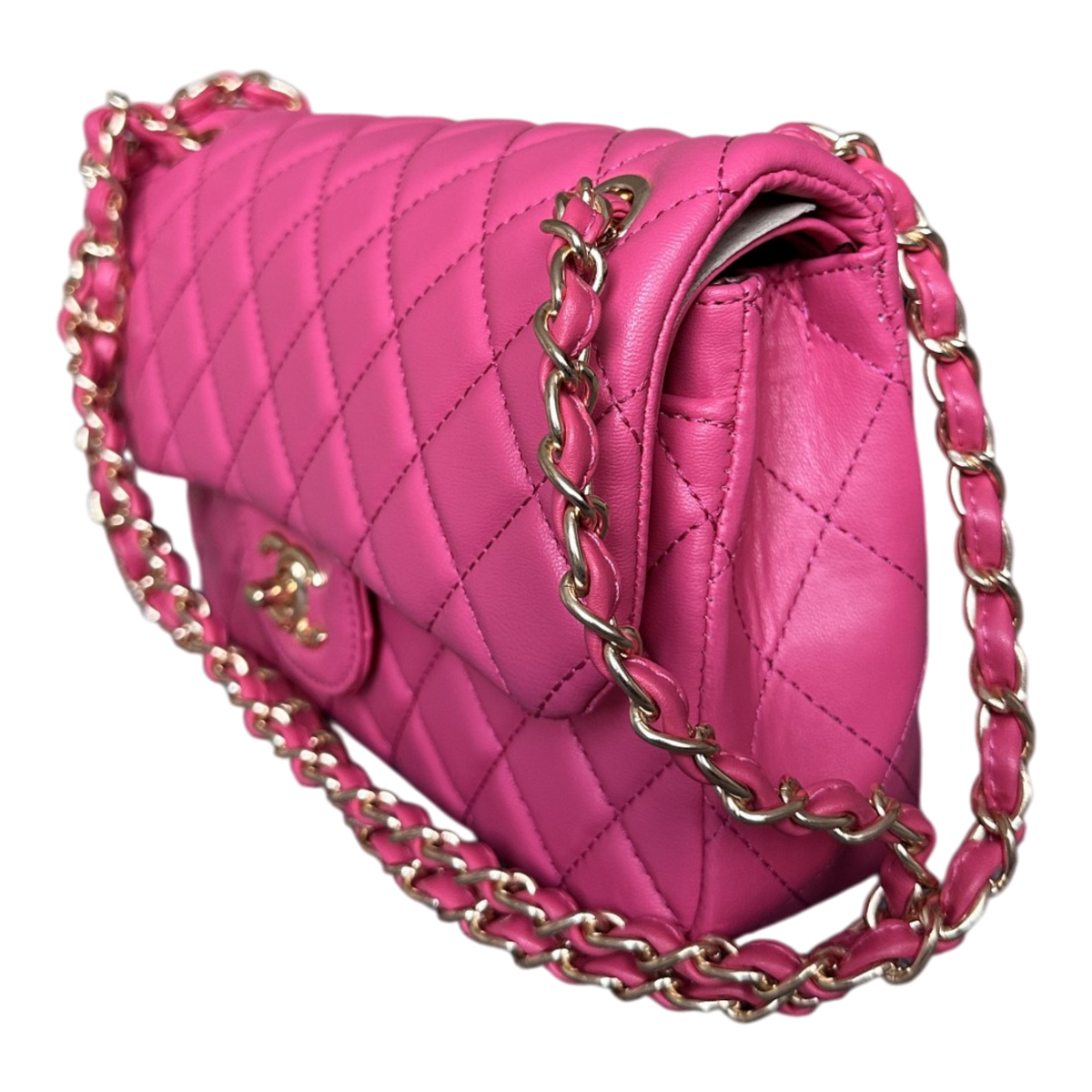 Chanel Matlasată – Roz Fuchsia, Auriu & Argintiu – fotografia 2